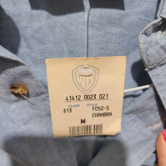 Vintage Looney Tunes Warner Bros Studio Store Men's Denim Shirt Size M 1996 - Picture 7 of 12